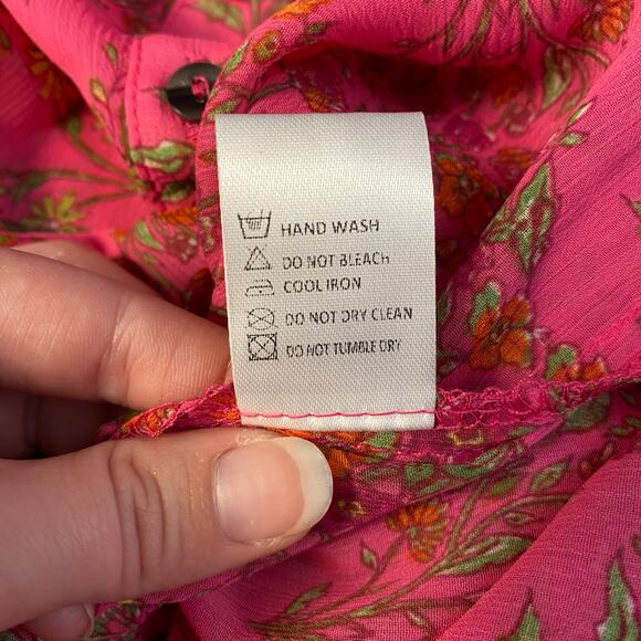 Olivaceous Floral‎ Button-Up Womens Size S Pink Boho Colorful - Picture 7 of 7